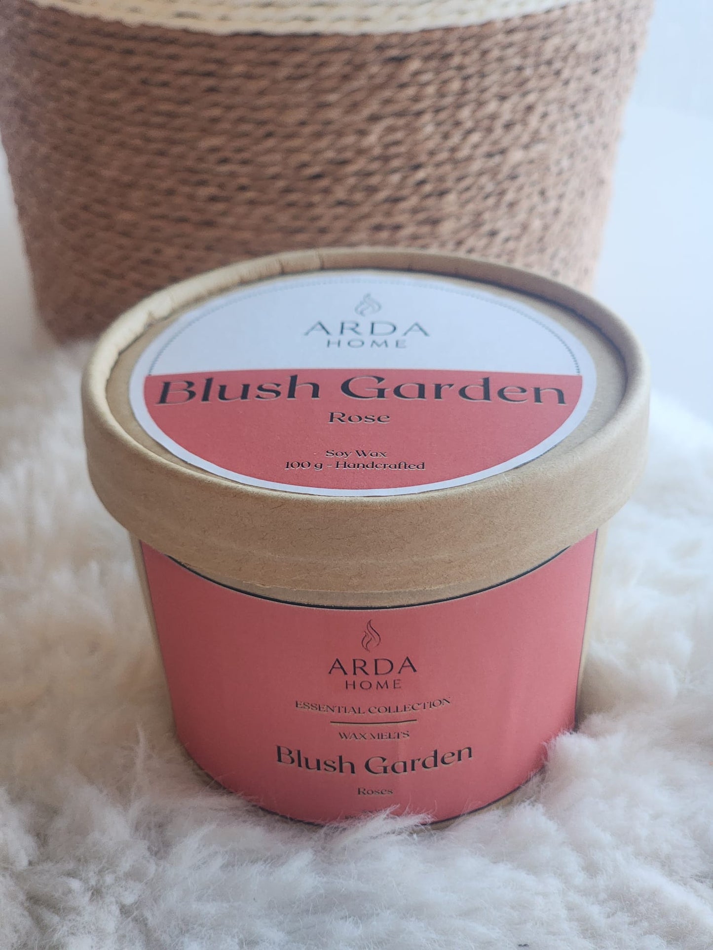 Presentación de los wax melts Blush Garden de ARDA HOME con aroma Rose.