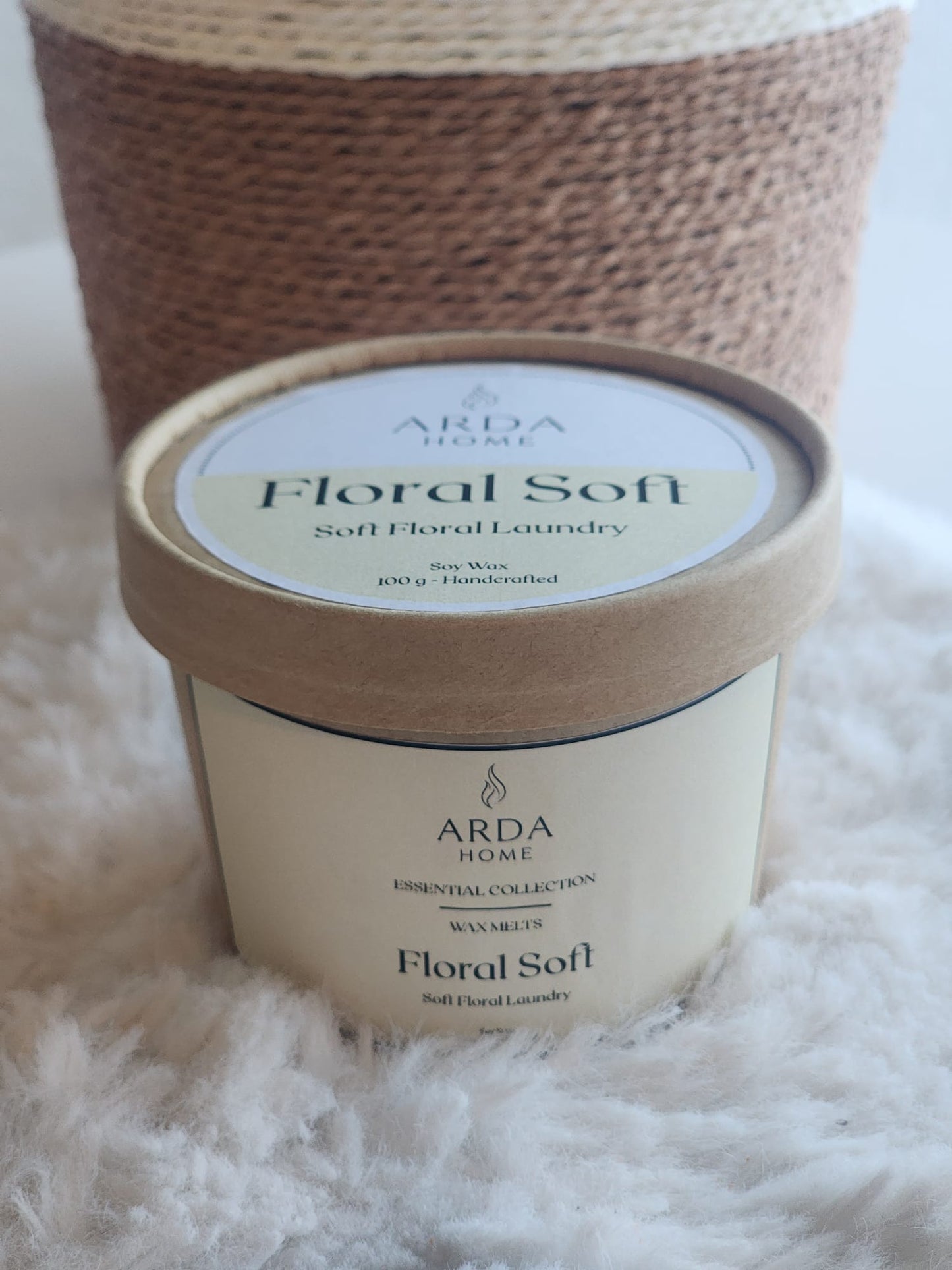 Presentación de los wax melts Floral Soft de ARDA HOME con aroma Soft Floral Laundry.