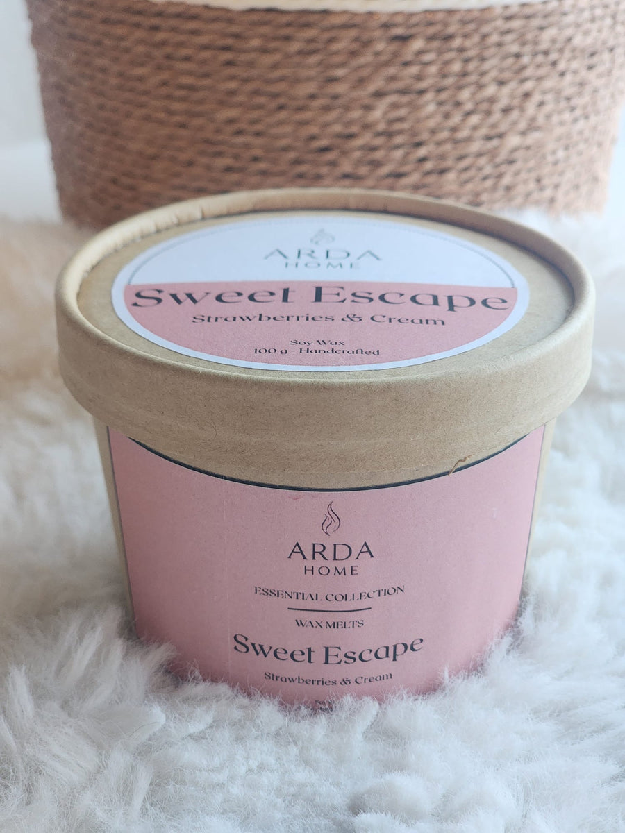 Presentación de los wax melts Sweet Escape de ARDA HOME con aroma Strawberries & Cream.